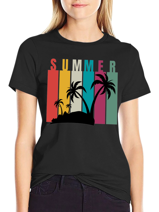 Summer Palm T-Shirt - Retro Beach Design