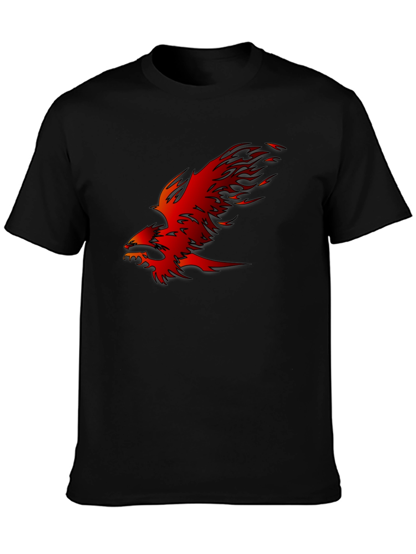 Fiery Phoenix Graphic Black T-Shirt