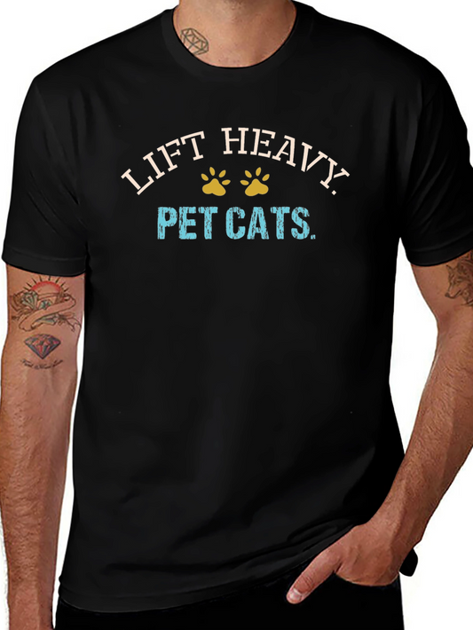 Lift Heavy Pet Cats Graphic T-Shirt