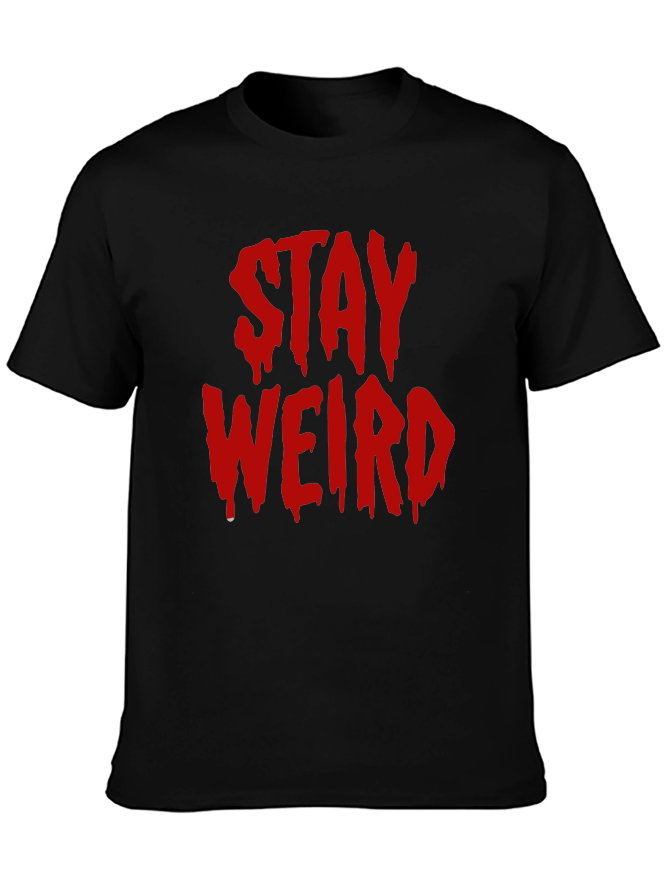 Stay Weird Graphic Tee - Black Cotton Blend