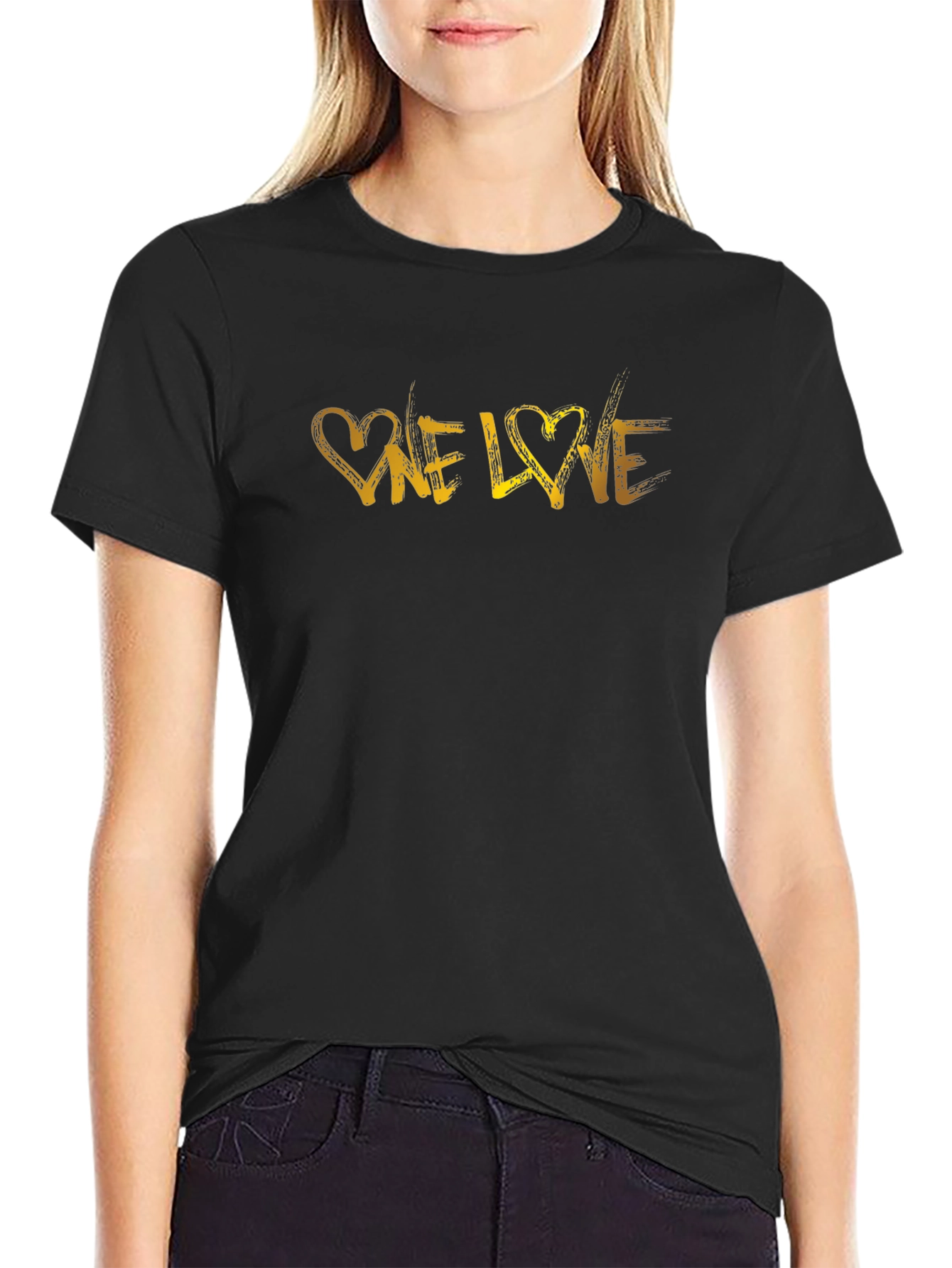 One Love Graphic Print Black T-Shirt