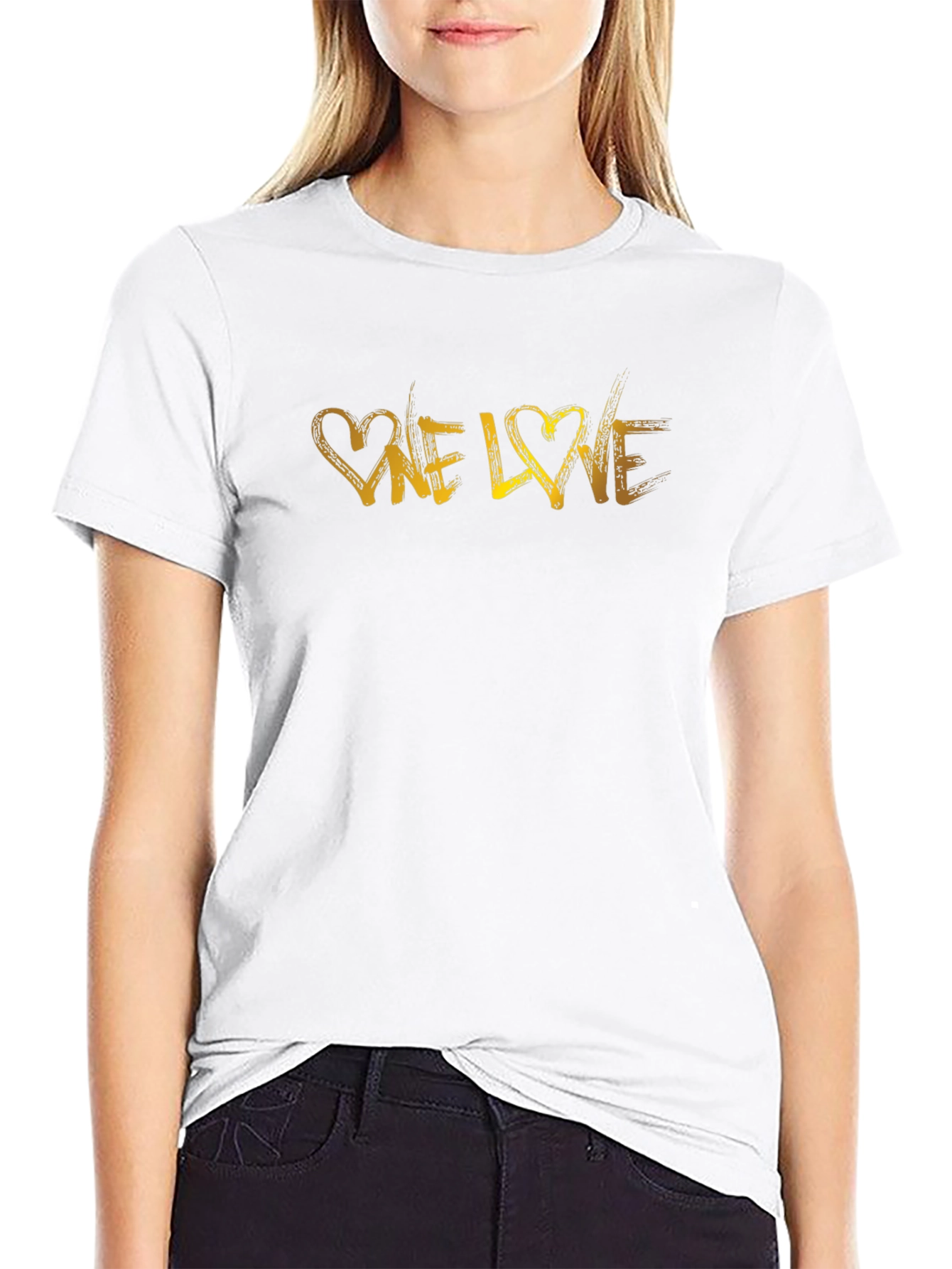 One Love Graphic Print Black T-Shirt