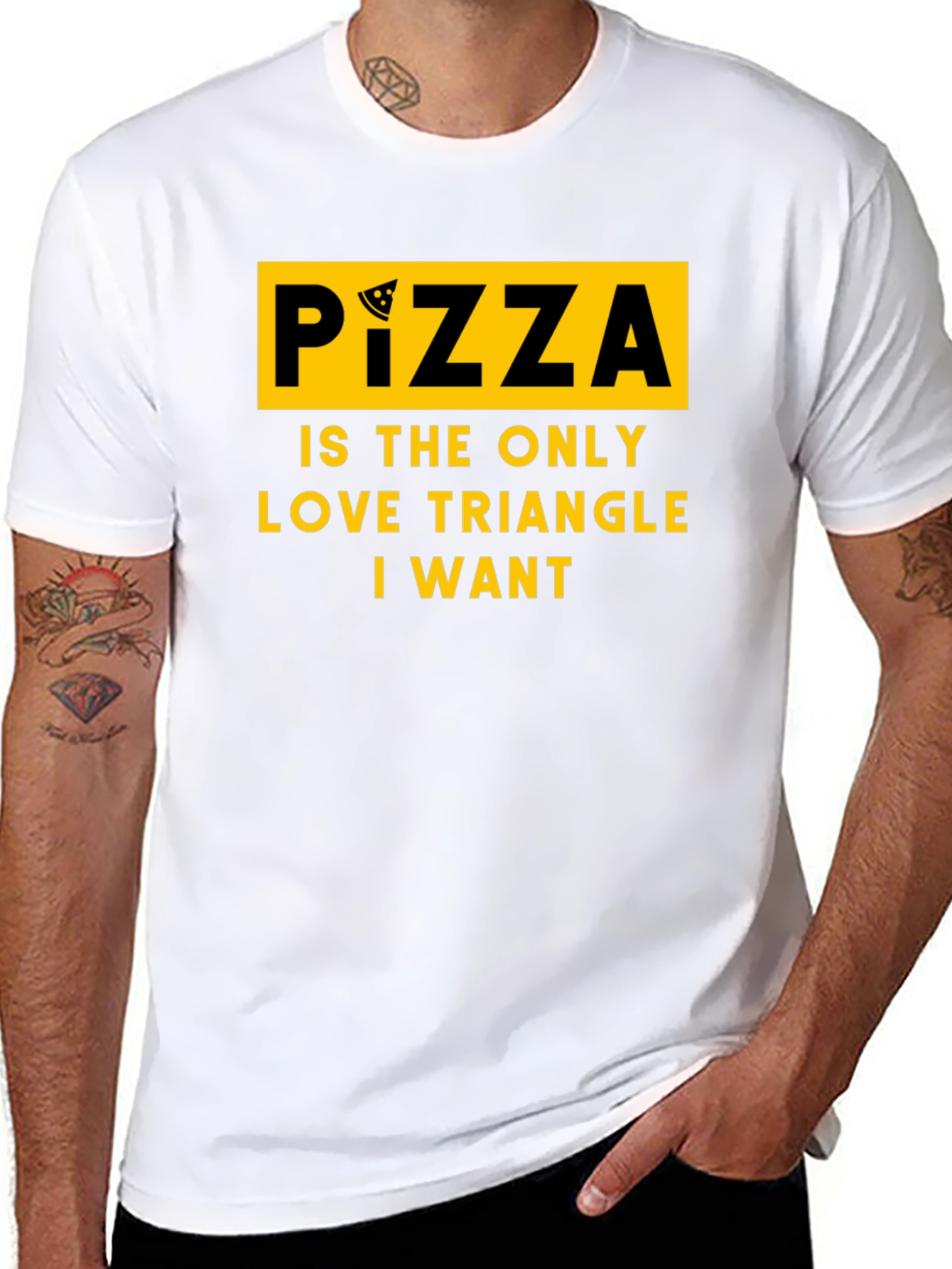 Pizza Love Triangle Graphic T-Shirt -  Funny Foodie Tee