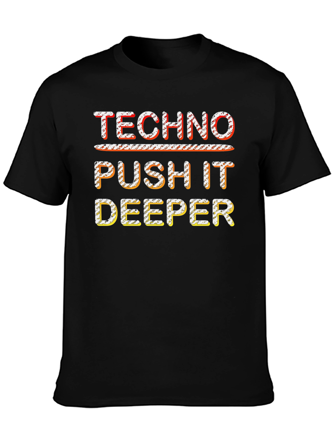 Techno Push It Deeper Black Graphic Tee