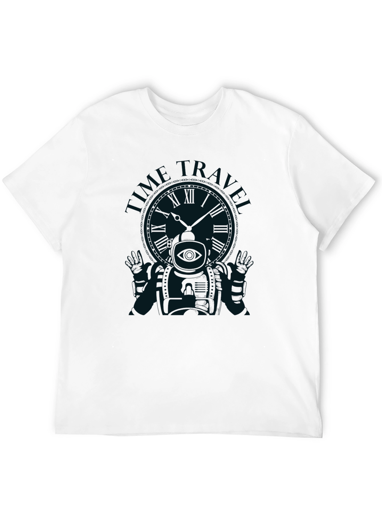 Time Traveler Graphic Tee - Black Cotton T-Shirt