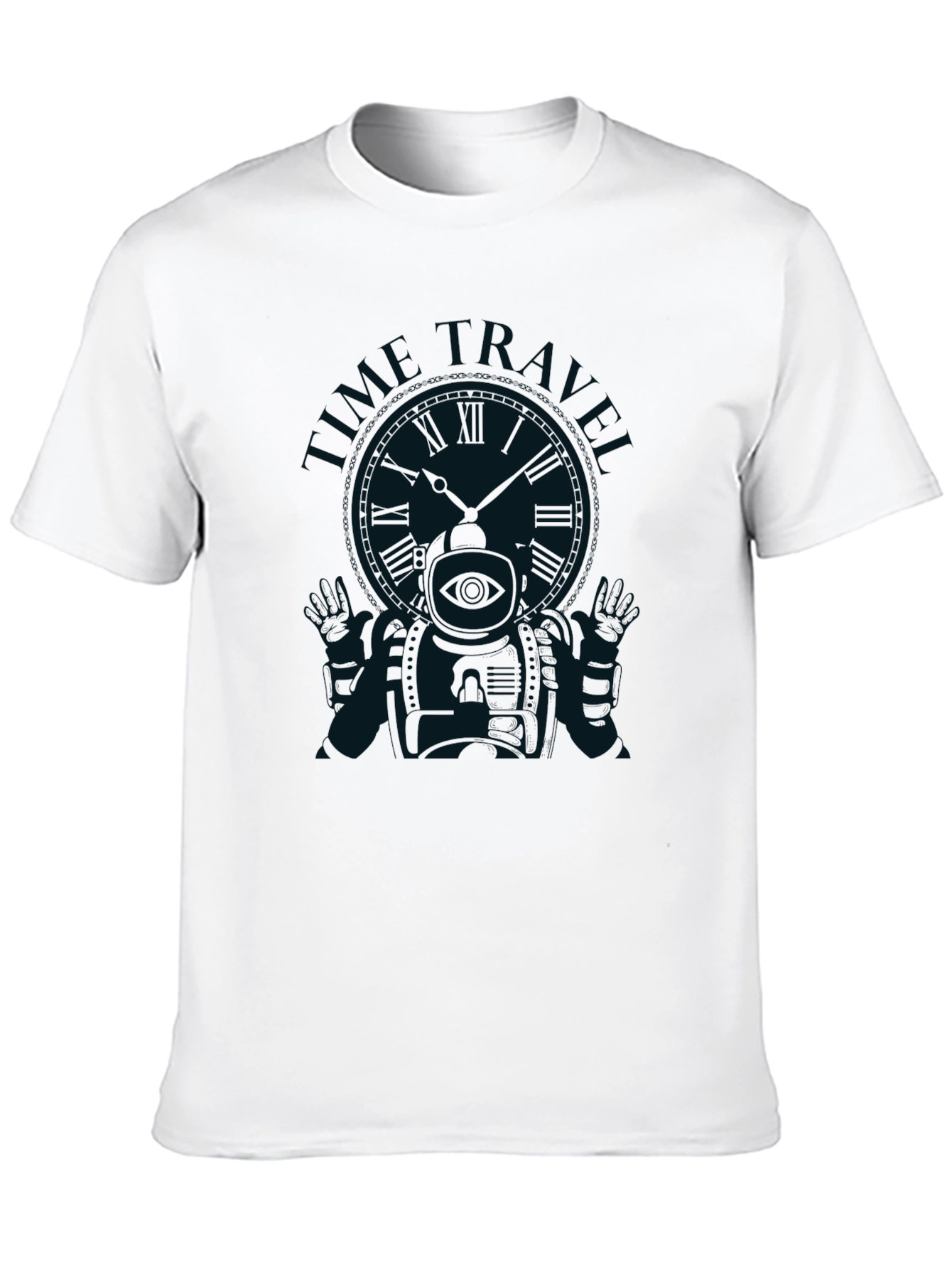 Time Traveler Graphic Tee - Black Cotton T-Shirt