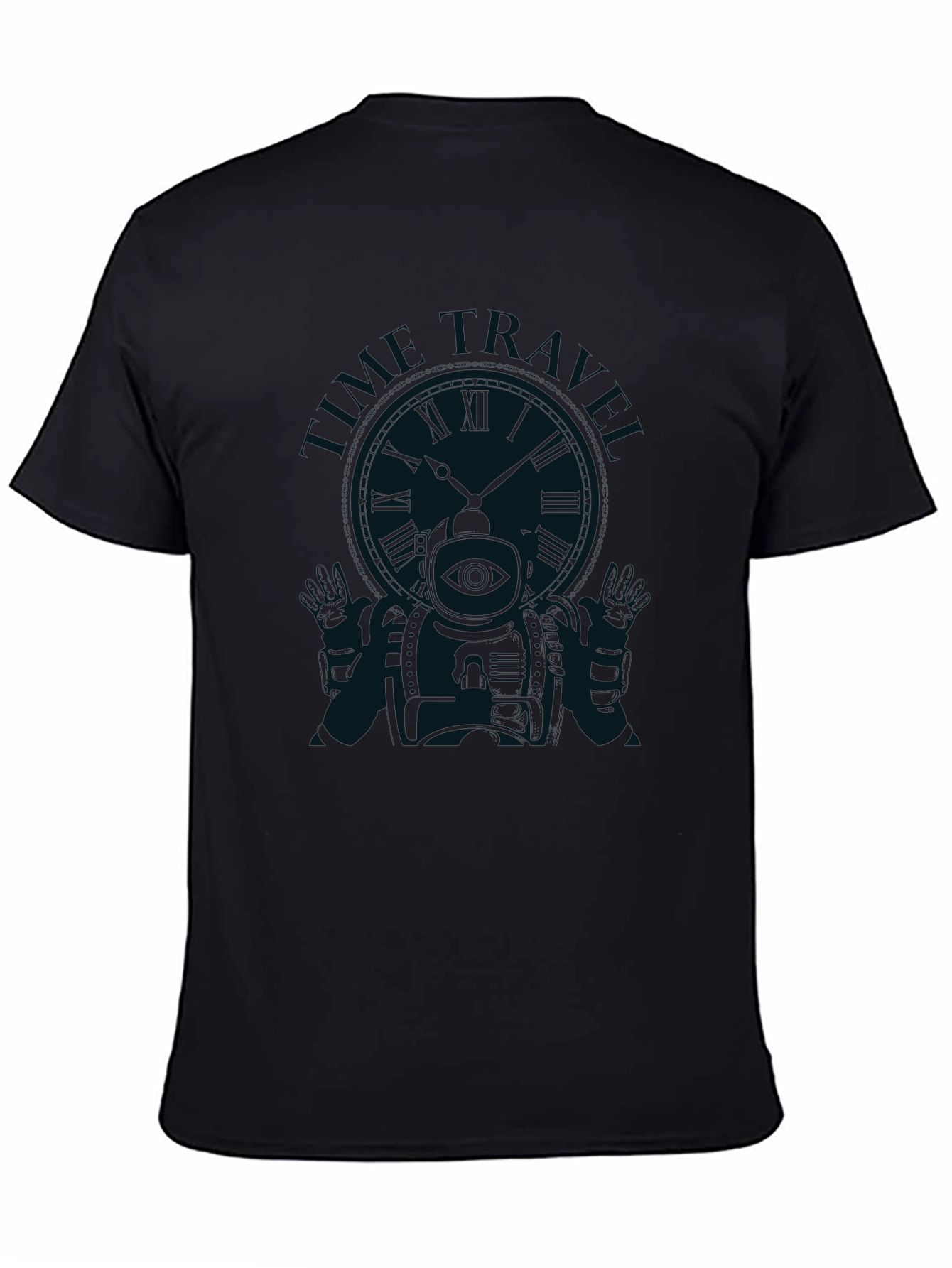 Time Traveler Graphic Tee - Black Cotton T-Shirt