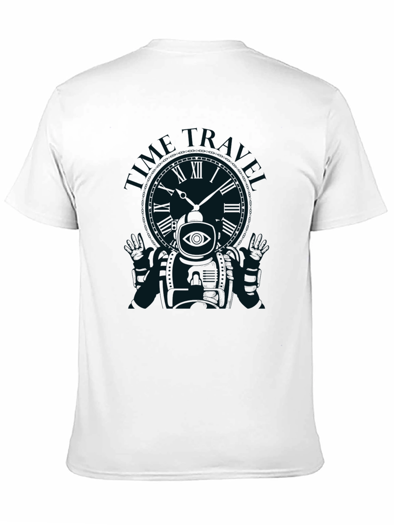 Time Traveler Graphic Tee - Black Cotton T-Shirt