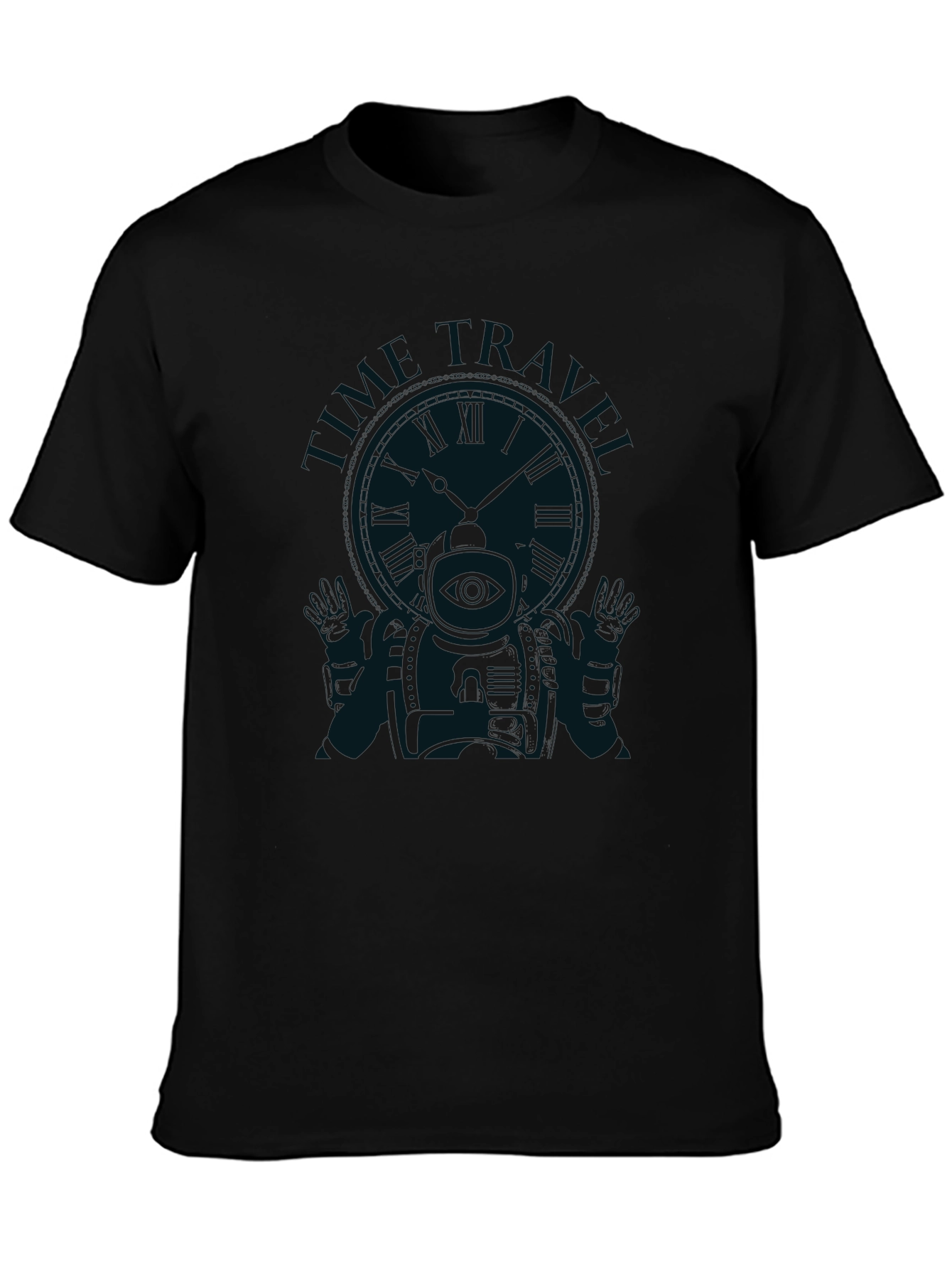 Time Traveler Graphic Tee - Black Cotton T-Shirt