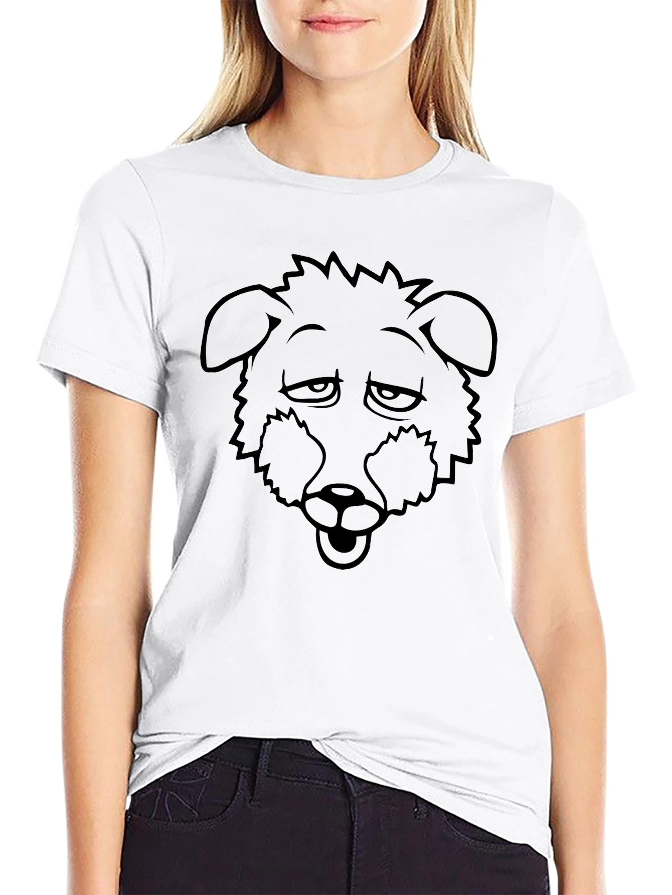 Dog Outline Graphic T-Shirt - Black