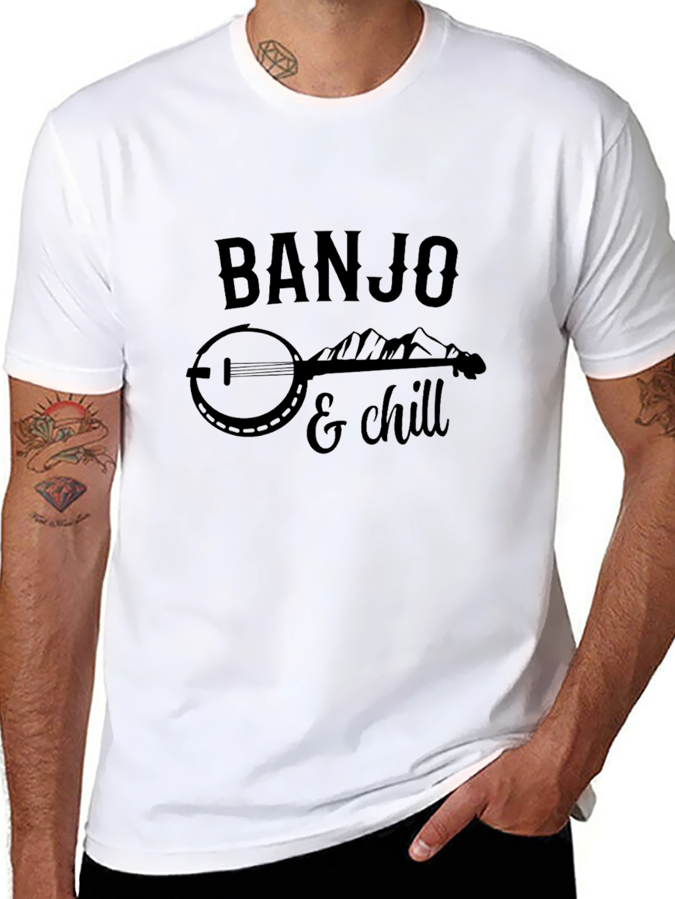 Banjo & Chill Black T-Shirt: Mountain Music Tee