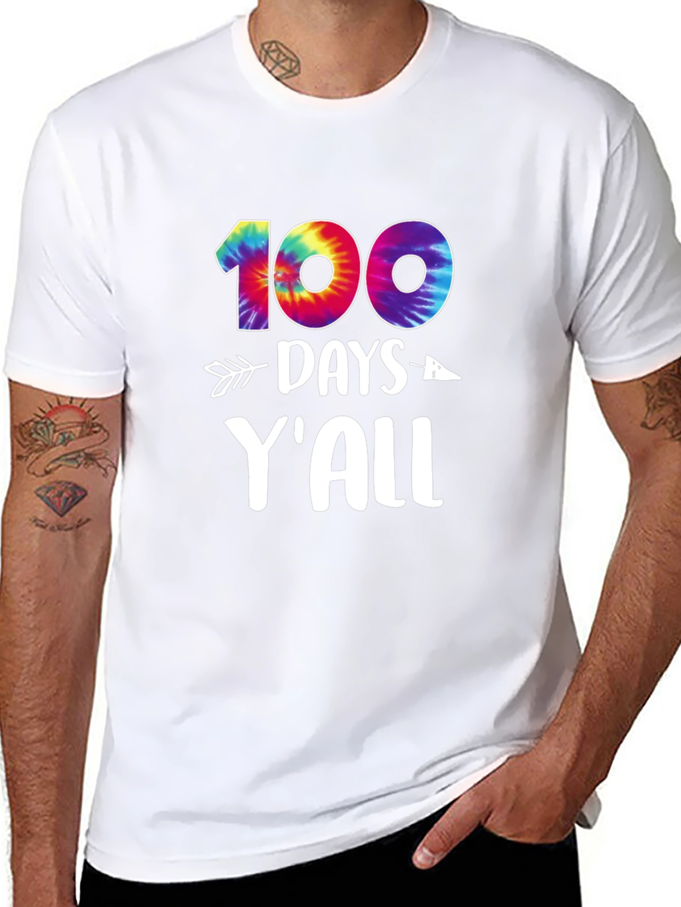 100 Days Yall T-Shirt Tie-Dye Design