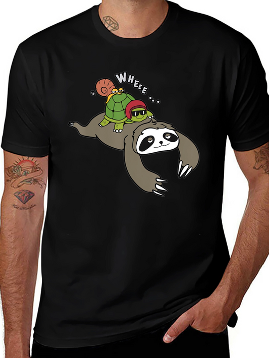 Sloth Turtle and Snail Cartoon Graphic Tee