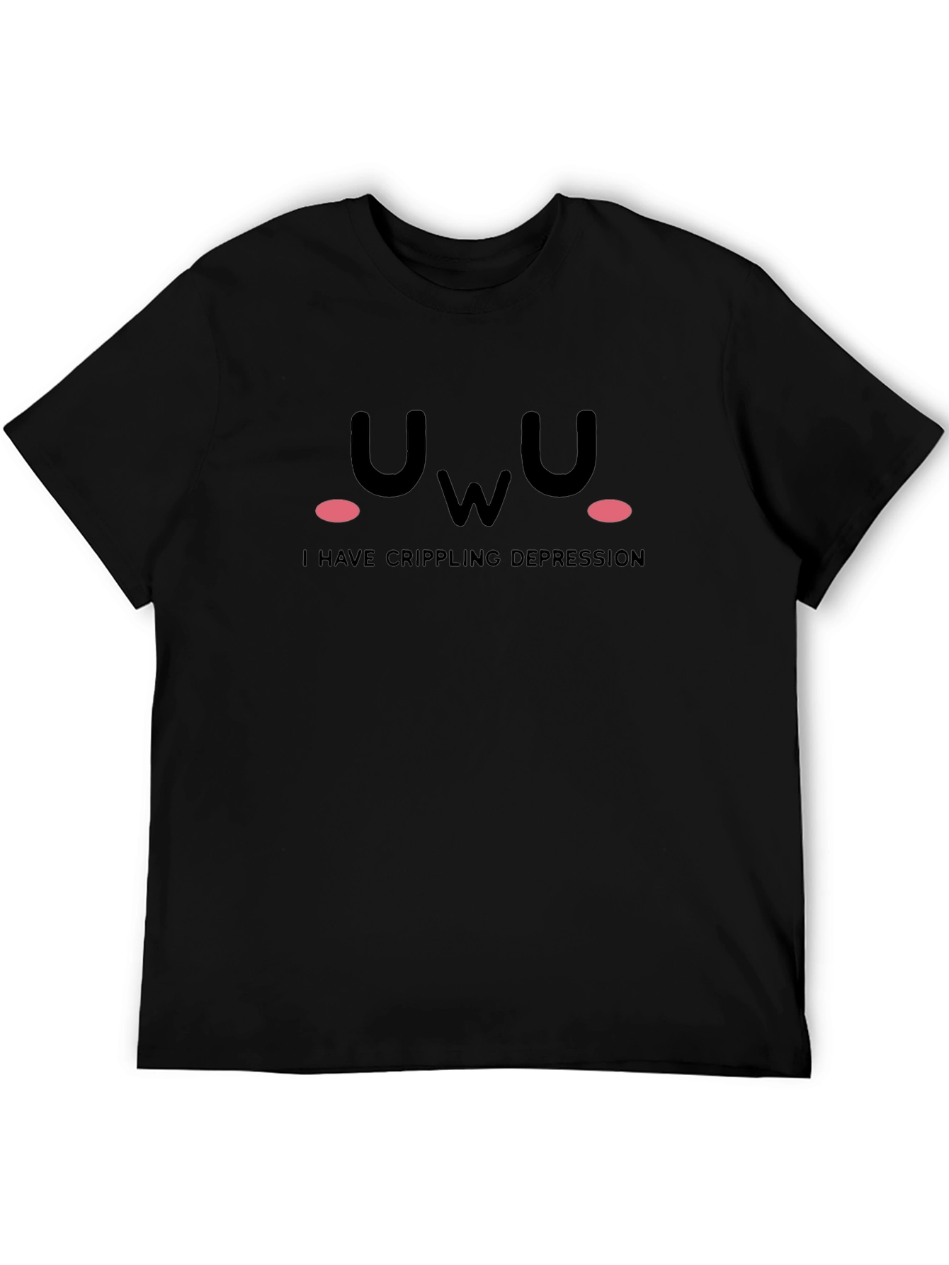 UwU Crippling Depression Black Graphic T-Shirt