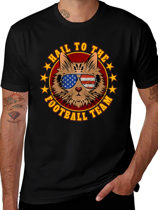 Patriotic Cat Football Fan T-Shirt