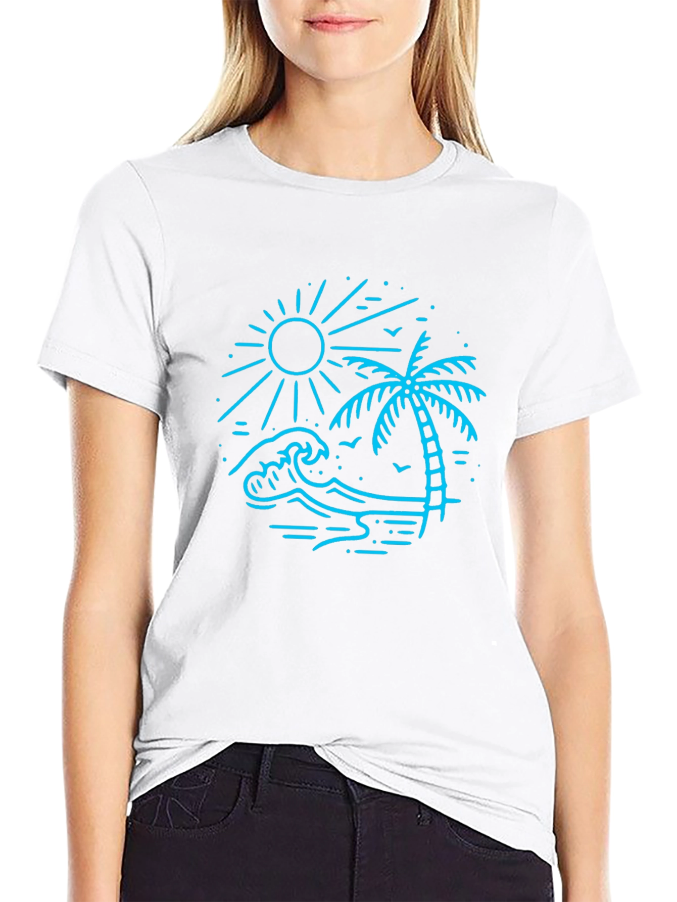 Black Beach Scene Graphic Tee