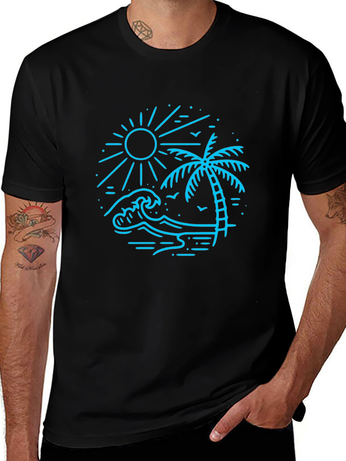 Black Beach Scene Graphic Tee