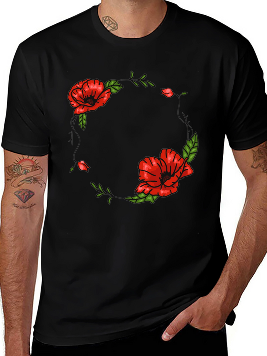 Floral Wreath Graphic Black T-Shirt