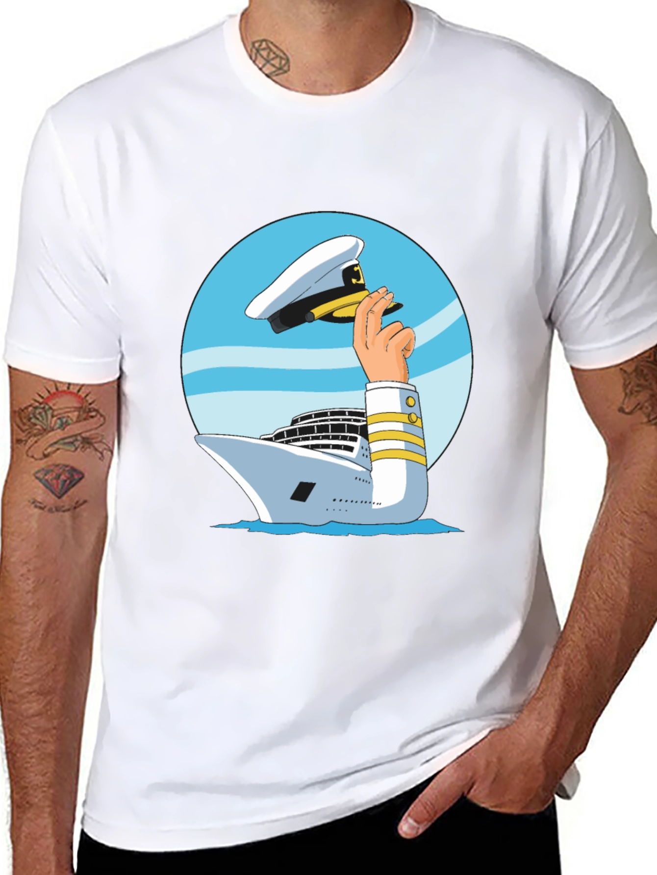 Nautical Captain T-Shirt - Cruise Ship Hat Design