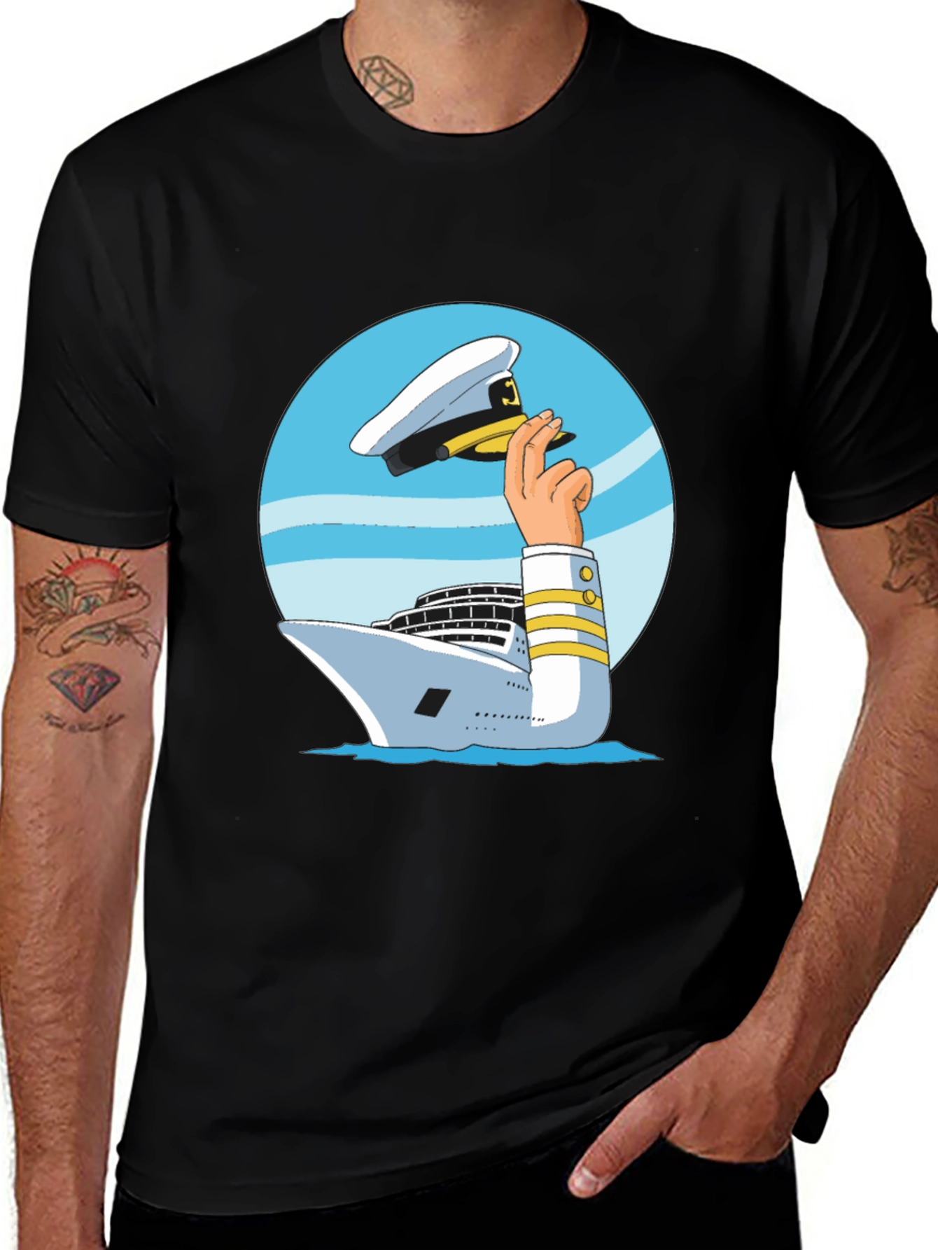 Nautical Captain T-Shirt - Cruise Ship Hat Design