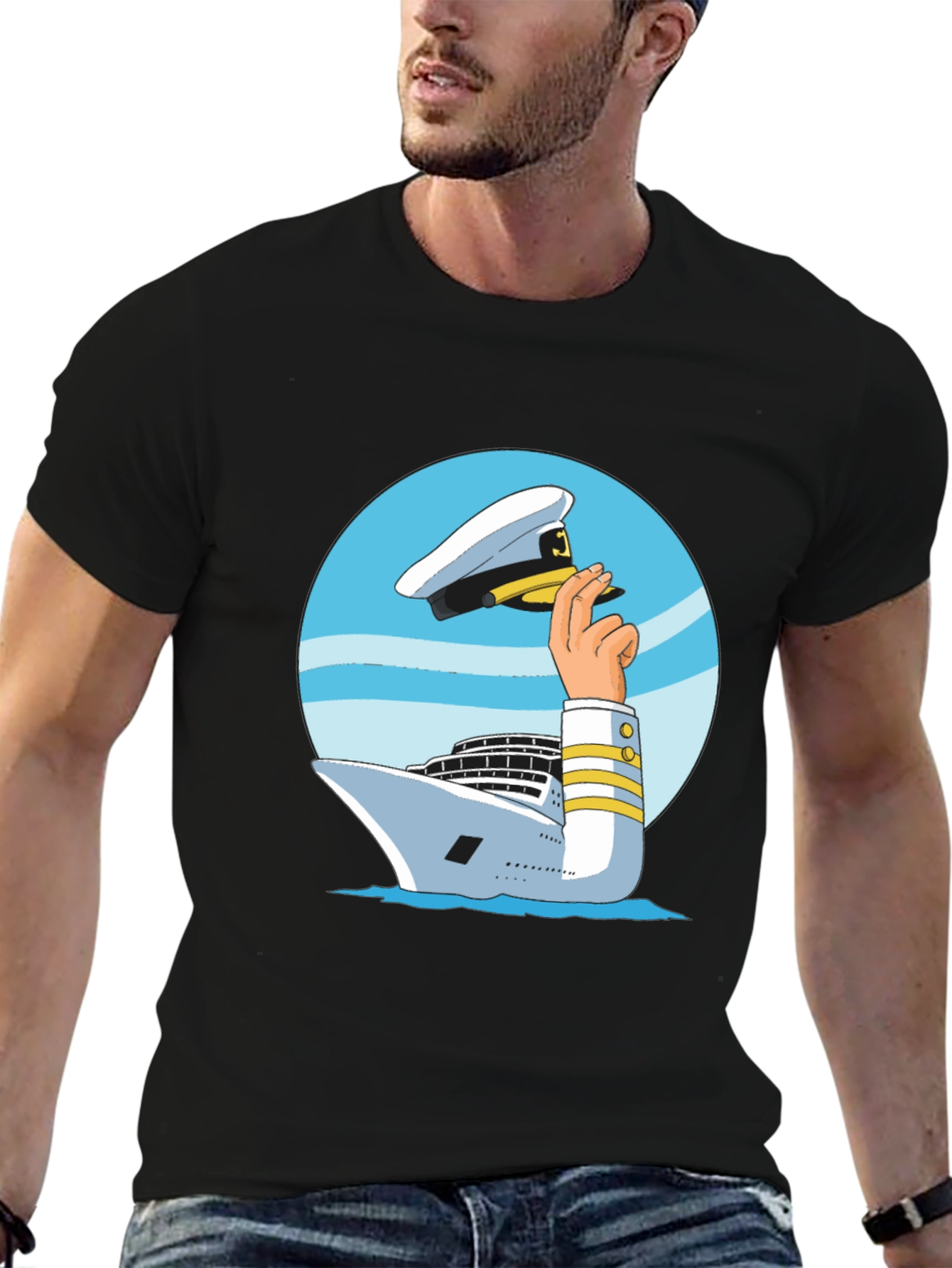 Nautical Captain T-Shirt - Cruise Ship Hat Design