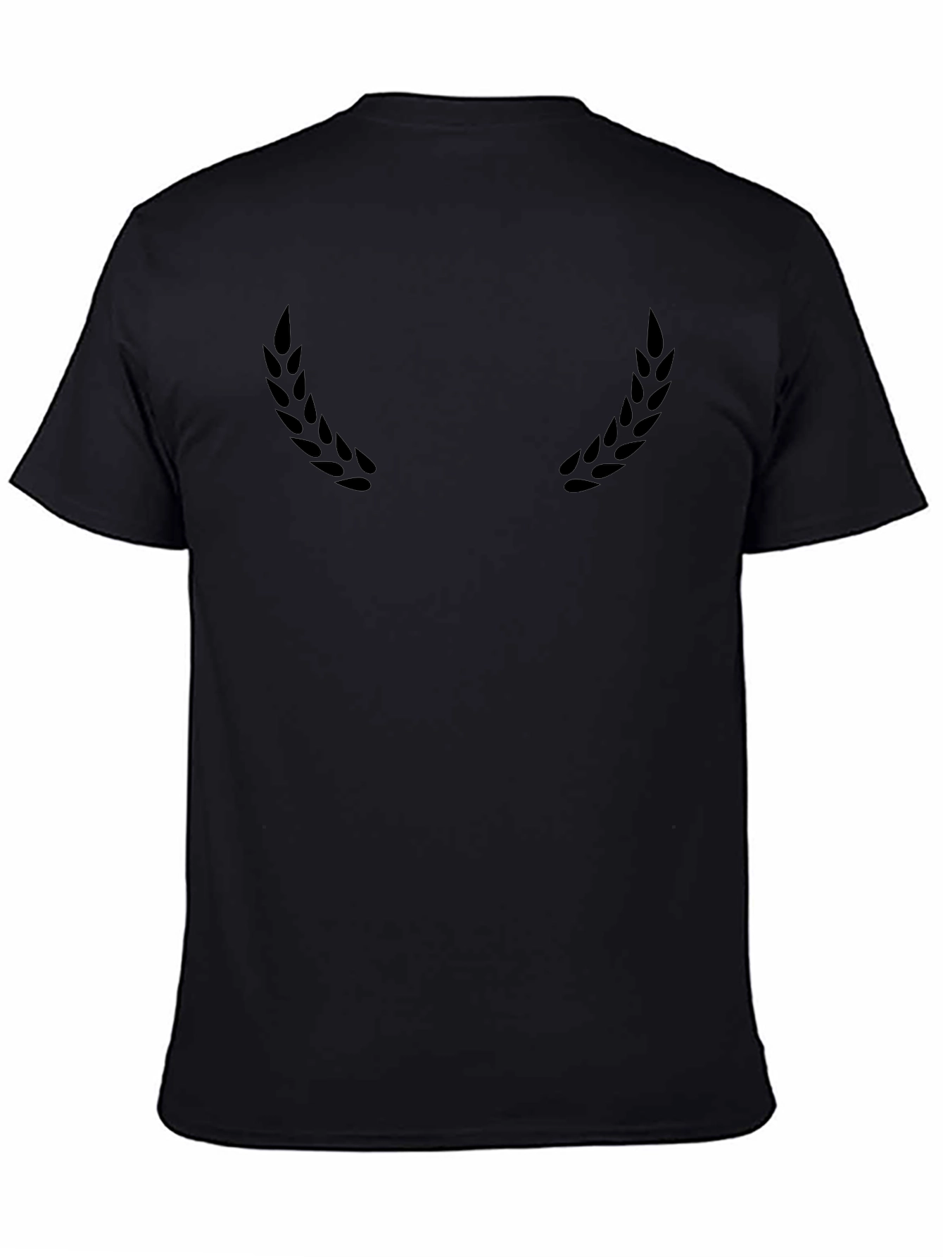 Stylish Black Crew Neck T-Shirt with Subtle Laurel Design
