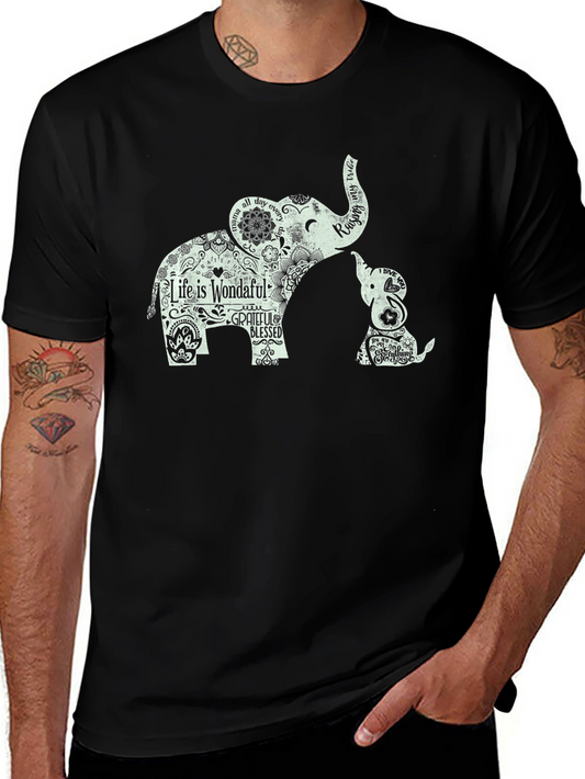 Elephant Mom & Baby Graphic Tee - Life is Wonderful