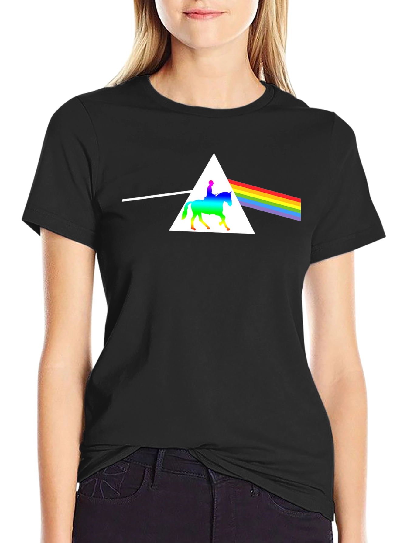 Rainbow Horse Rider Triangle T-Shirt