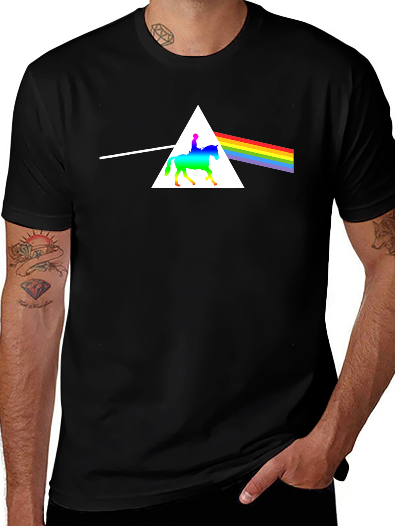 Rainbow Horse Rider Triangle T-Shirt