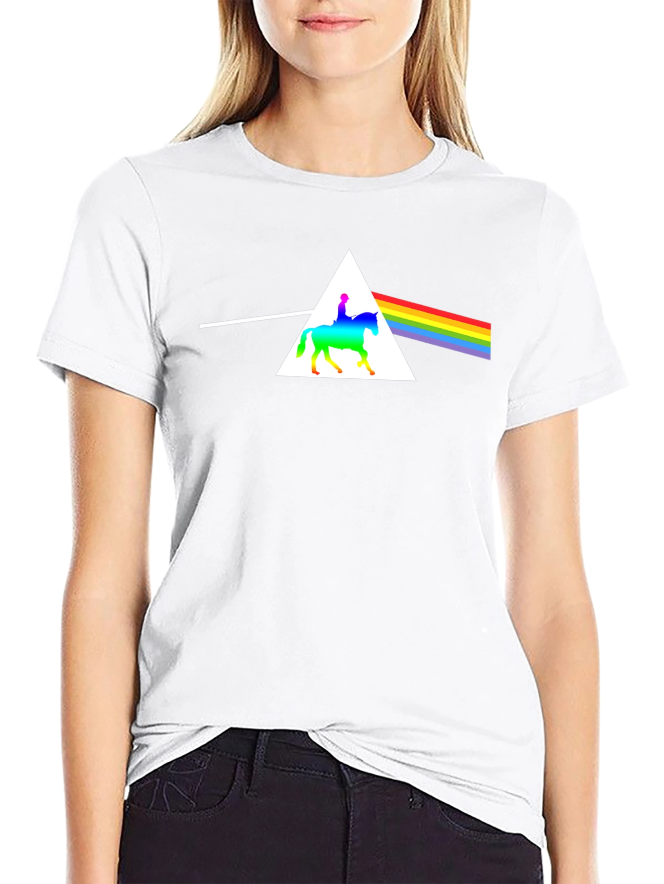 Rainbow Horse Rider Triangle T-Shirt