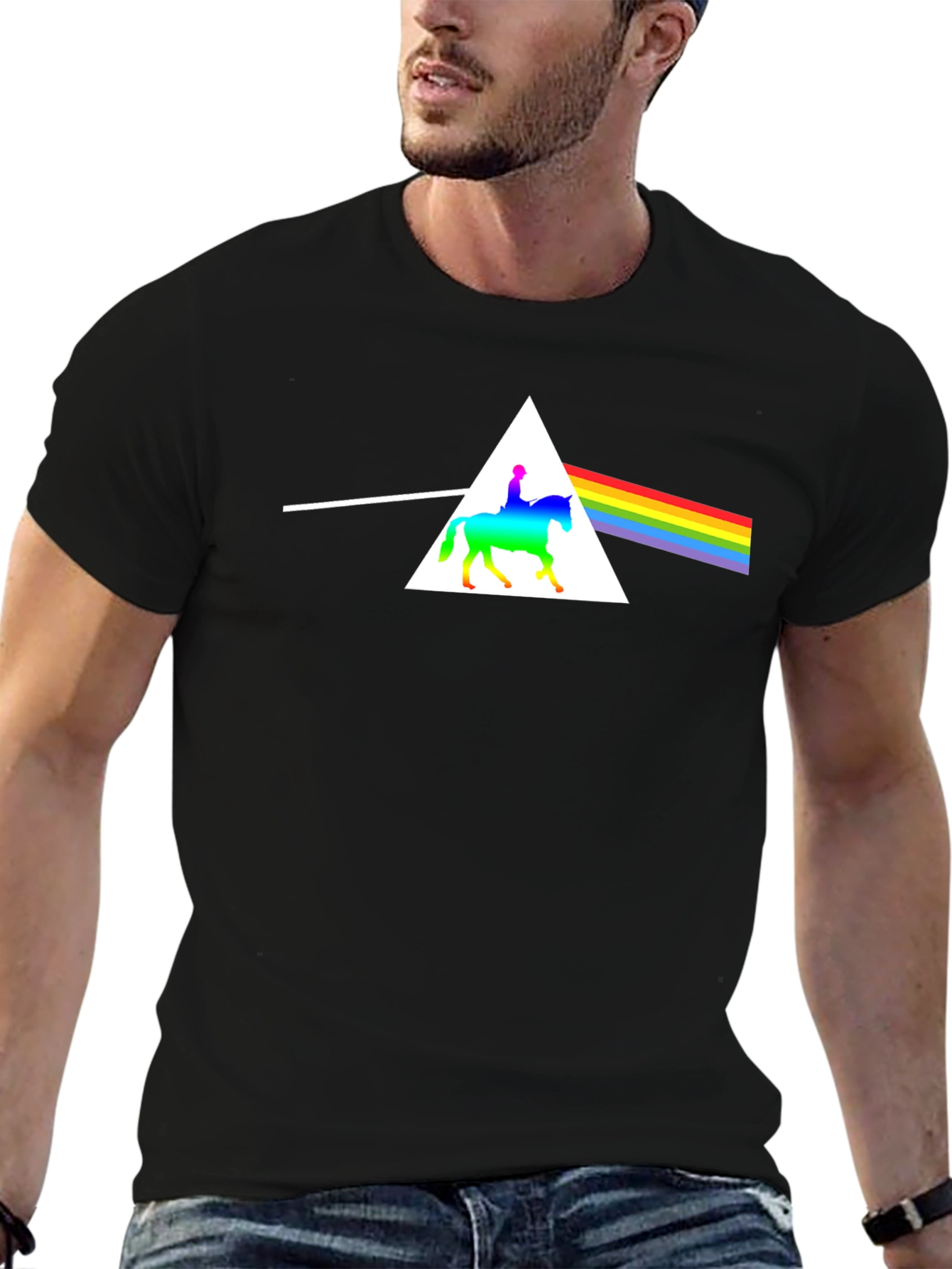 Rainbow Horse Rider Triangle T-Shirt