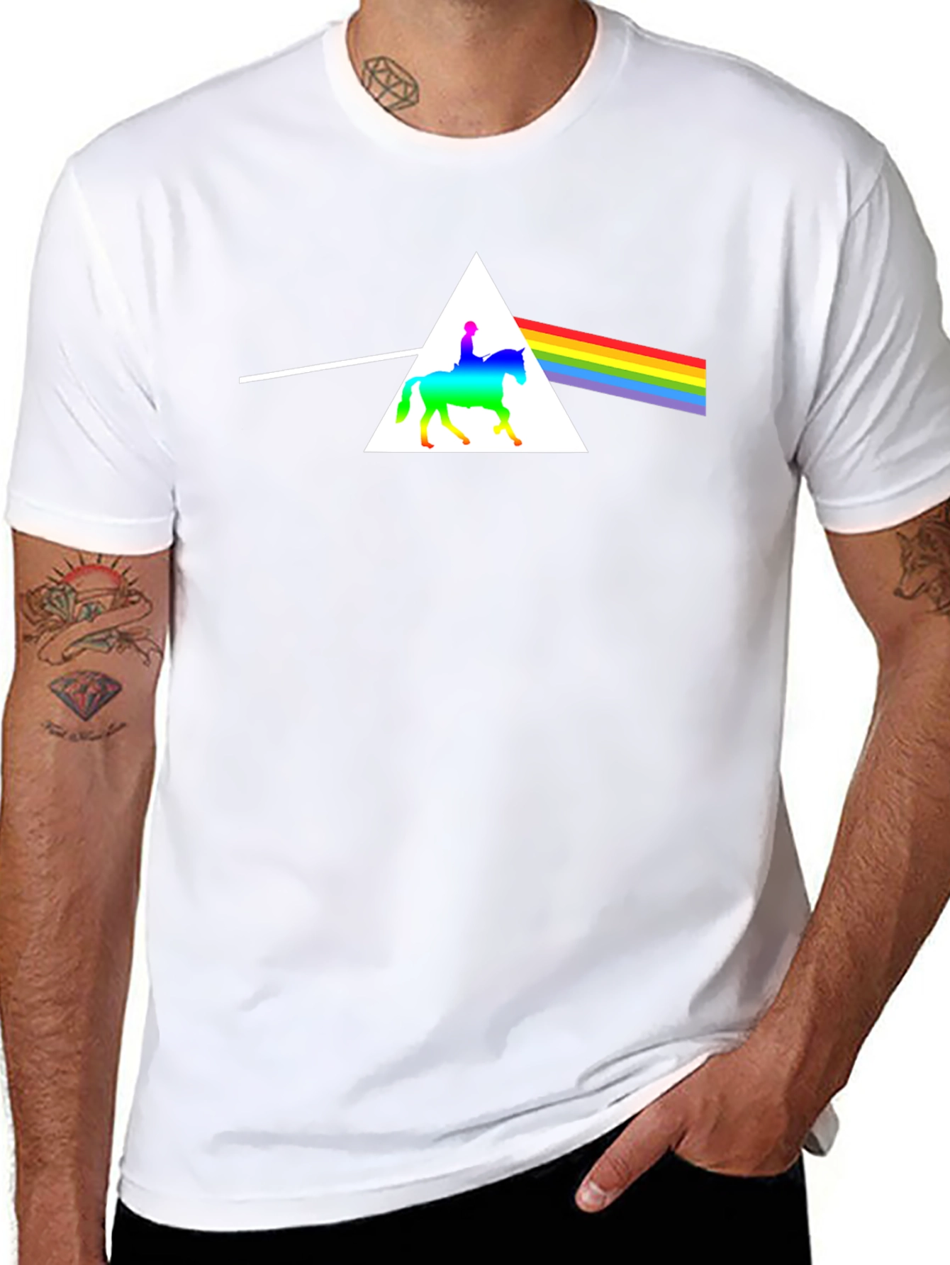 Rainbow Horse Rider Triangle T-Shirt