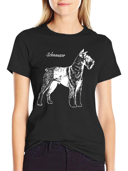Schnauzer Dog Graphic Print Black T-Shirt