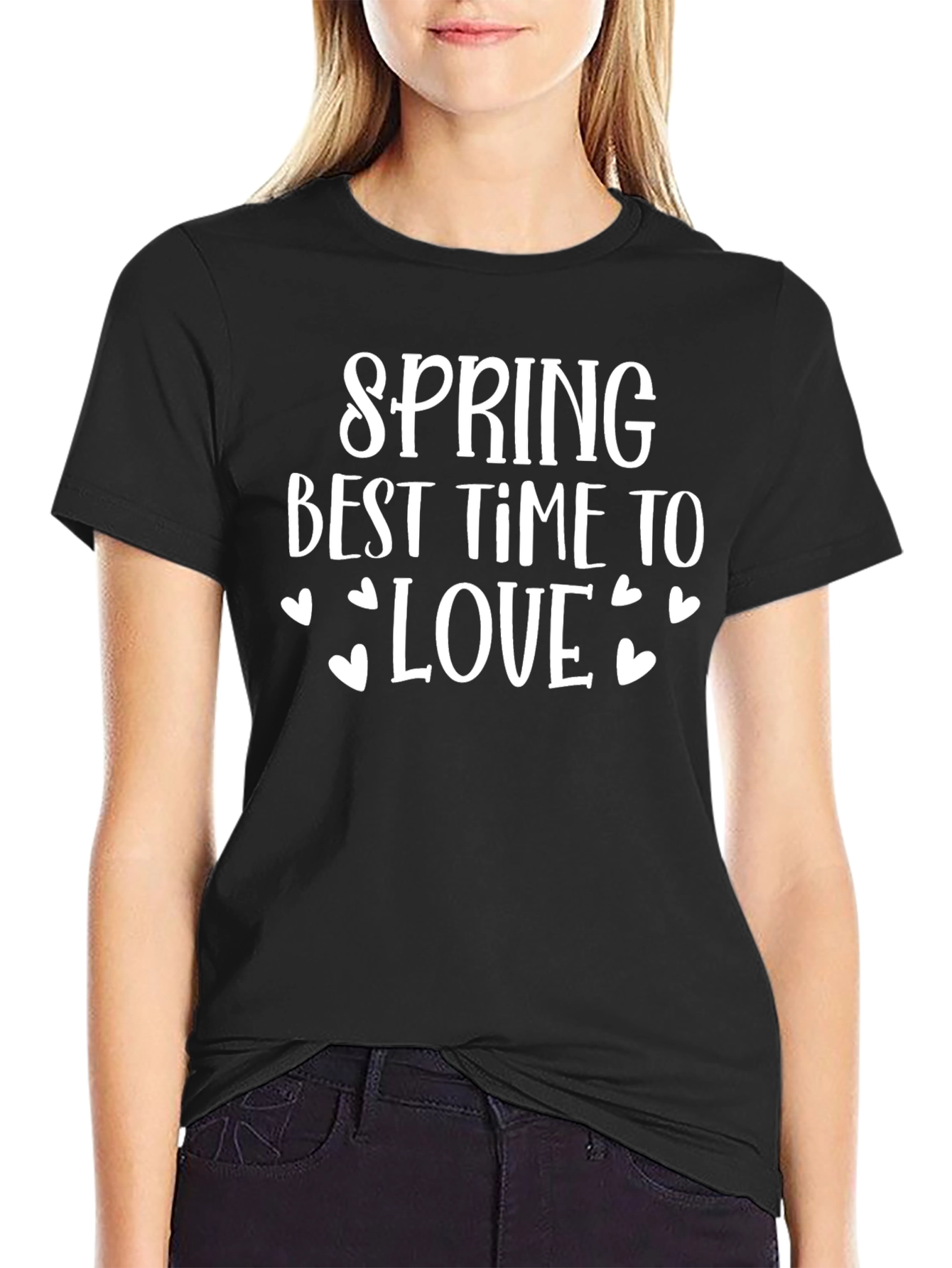 Spring Love Graphic Tee - Black Casual Shirt