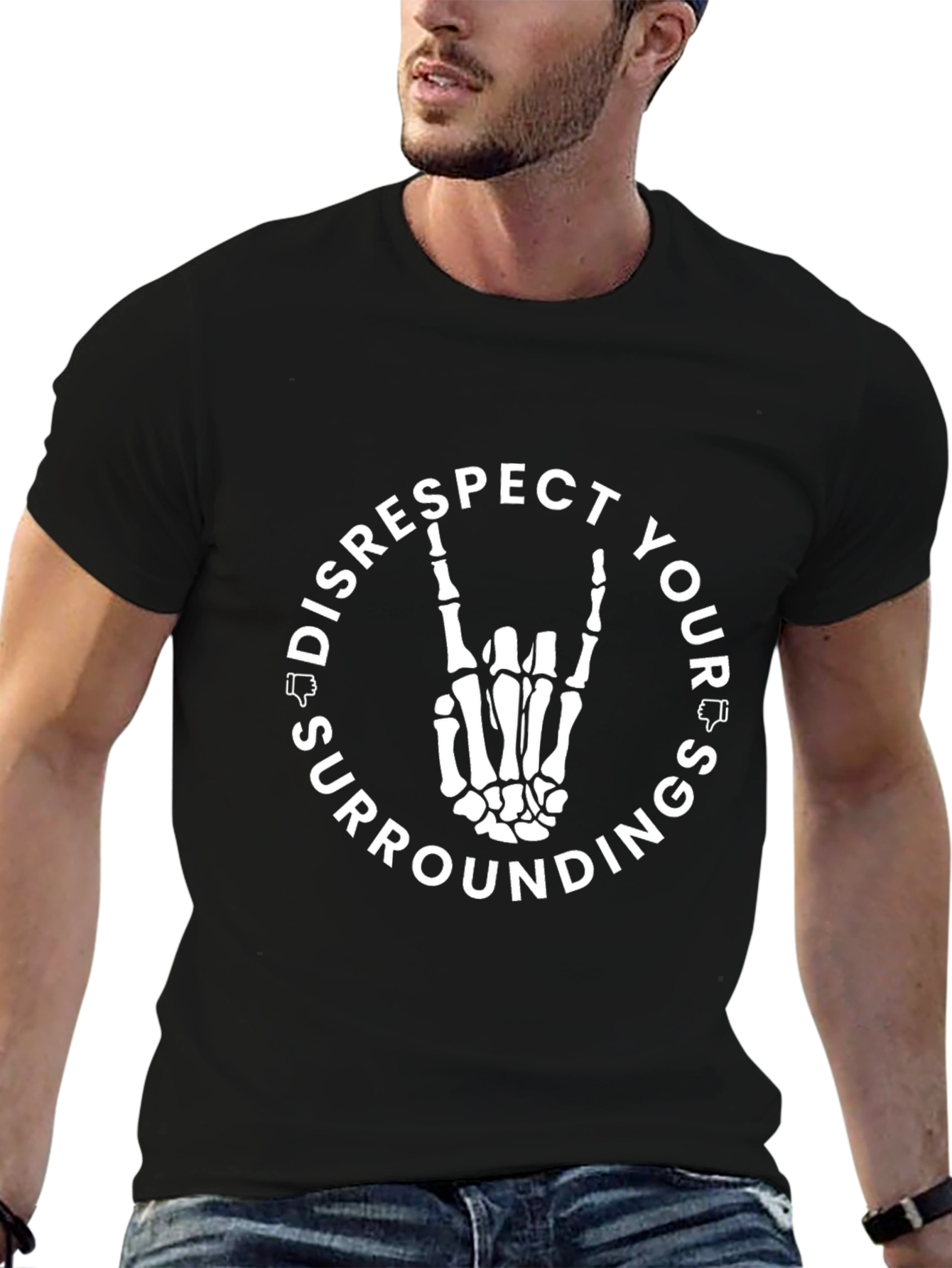 Disrespect Your Surroundings Skeleton Hand T-Shirt