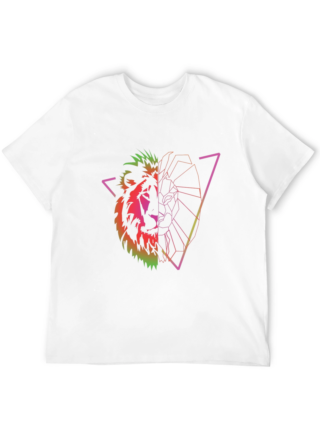 Geometric Lion Graphic Tee - Black