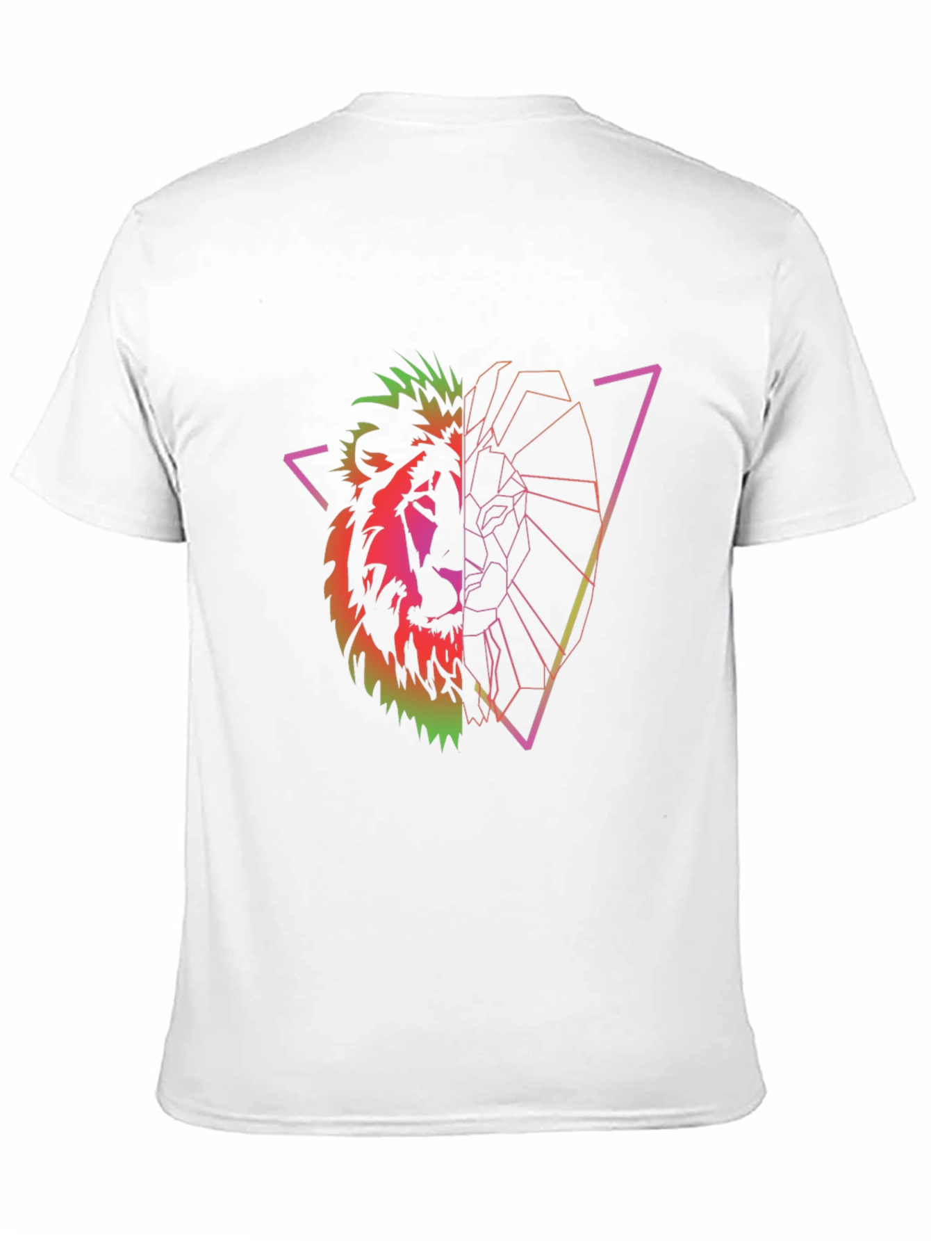 Geometric Lion Graphic Tee - Black