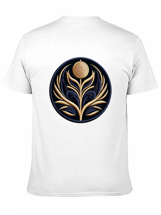 Embroidered Floral Medallion Black T-Shirt