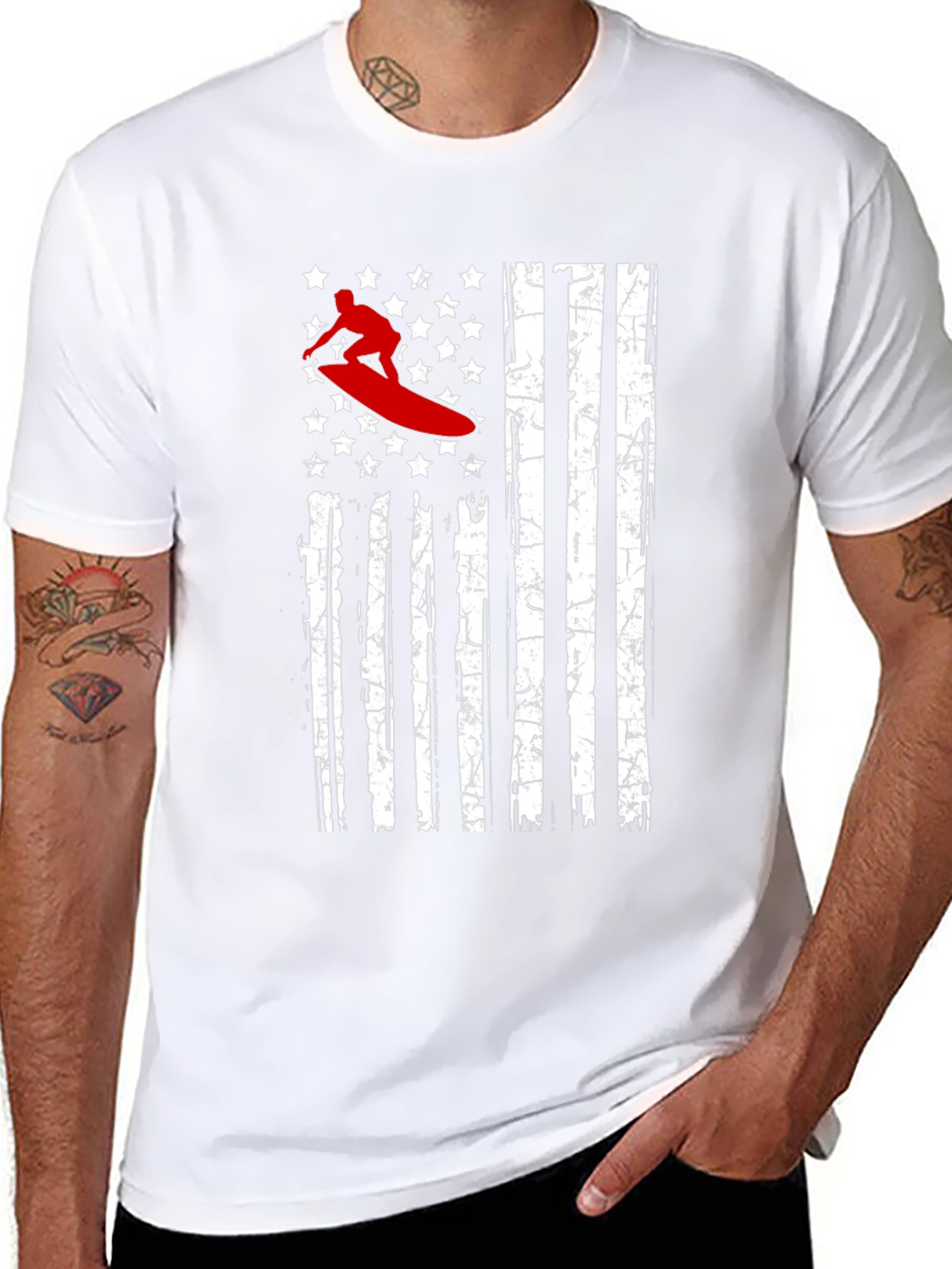 Surfer USA Flag Graphic T-Shirt