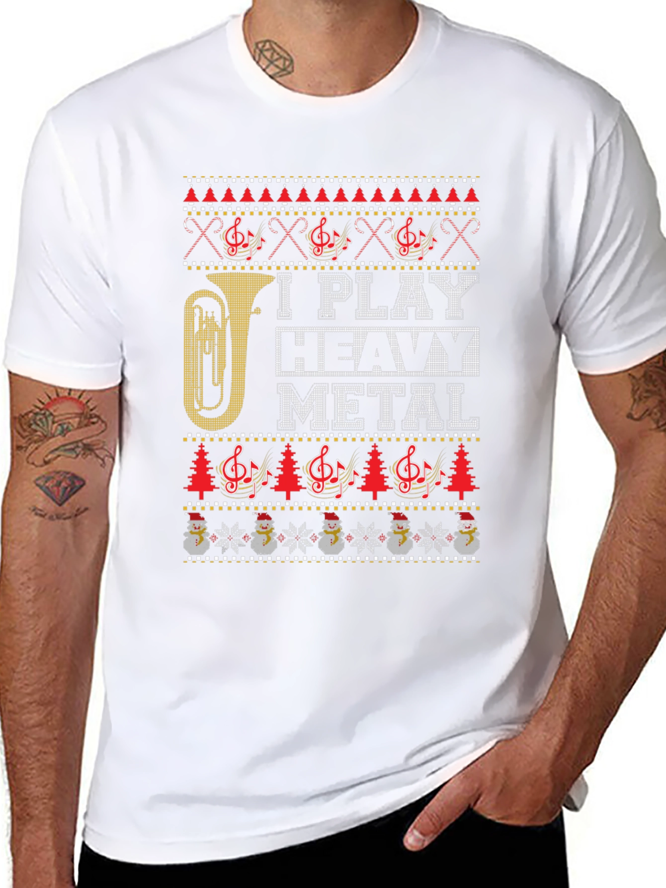I Play Heavy Metal Ugly Christmas Sweater Style T-Shirt