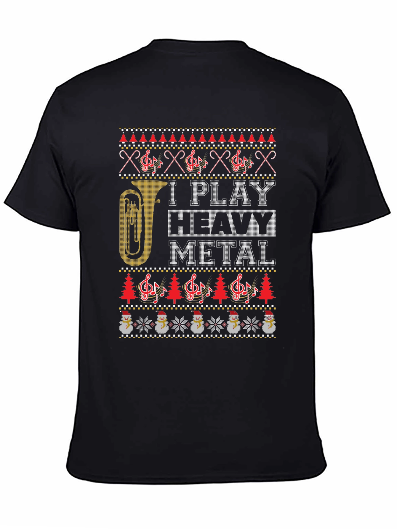 I Play Heavy Metal Ugly Christmas Sweater Style T-Shirt