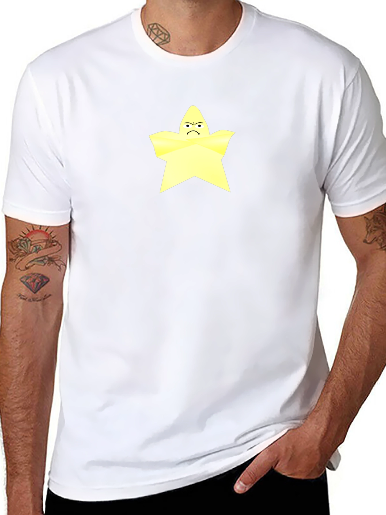 Grumpy Star Graphic Tee - Black Cotton T-Shirt