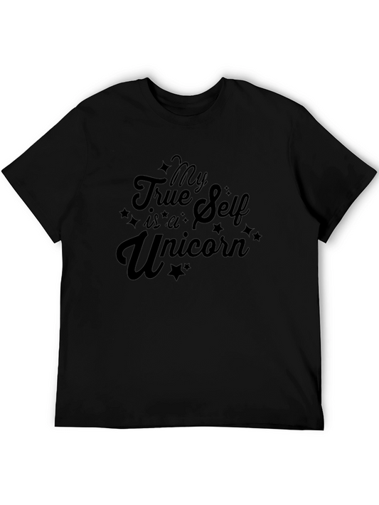 My True Self Is A Unicorn Black T-Shirt