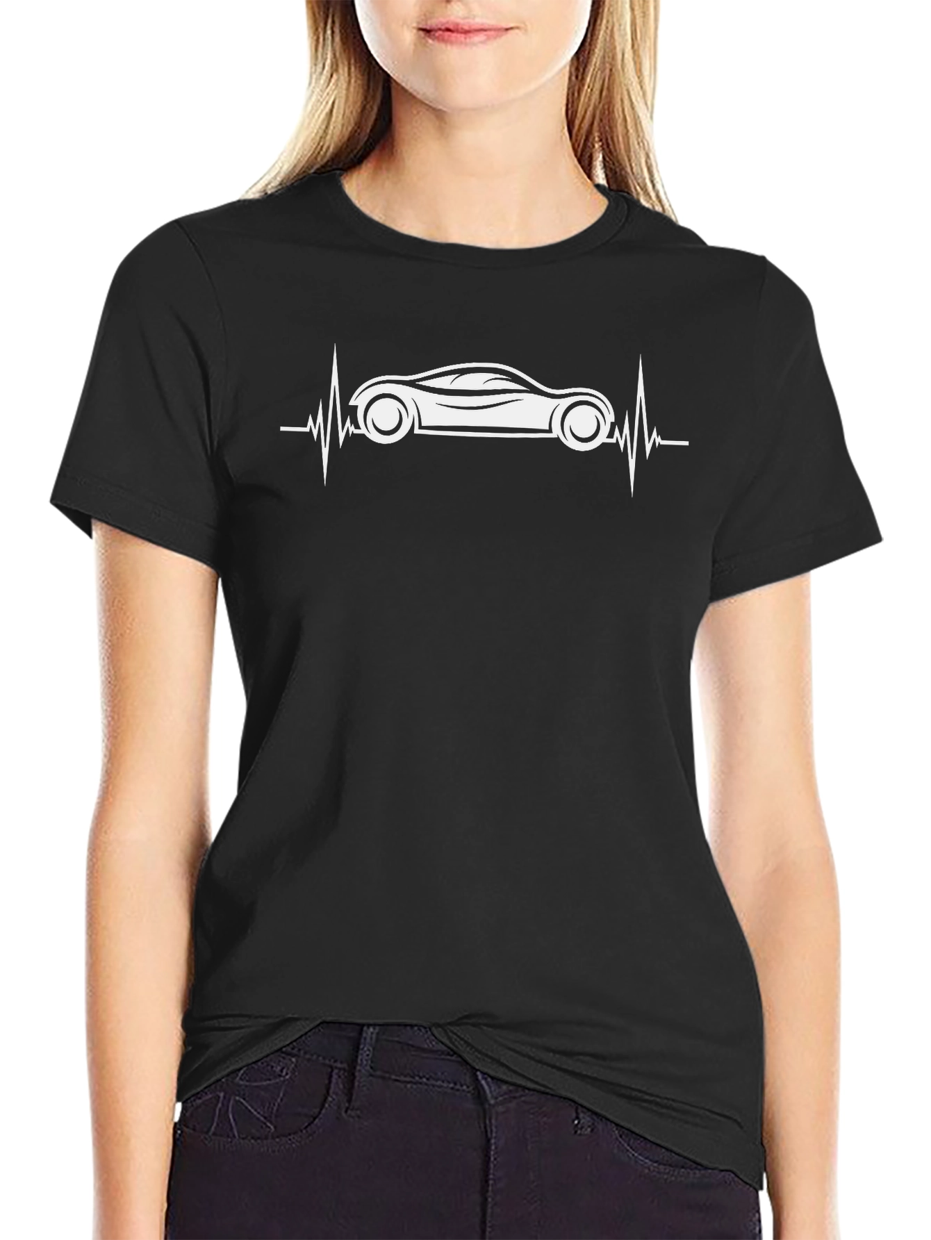 Car Heartbeat Graphic Tee - Black