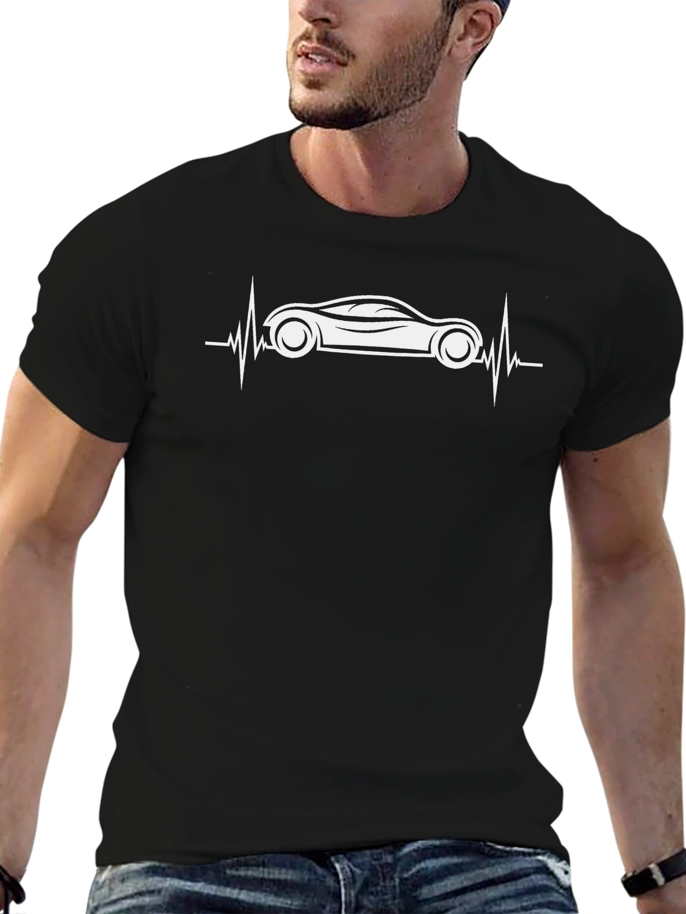 Car Heartbeat Graphic Tee - Black