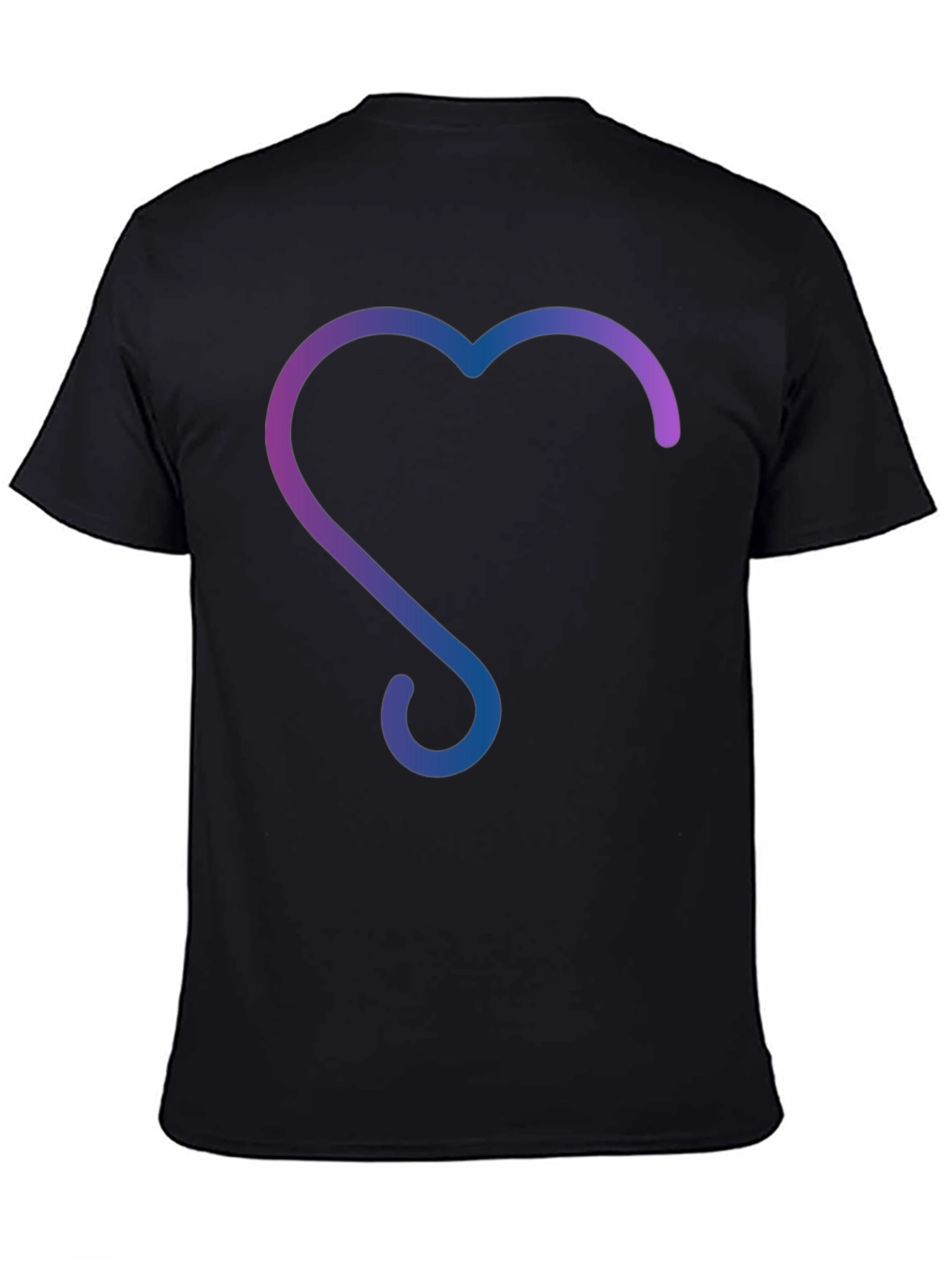 Gradient Heart Design Black T-Shirt