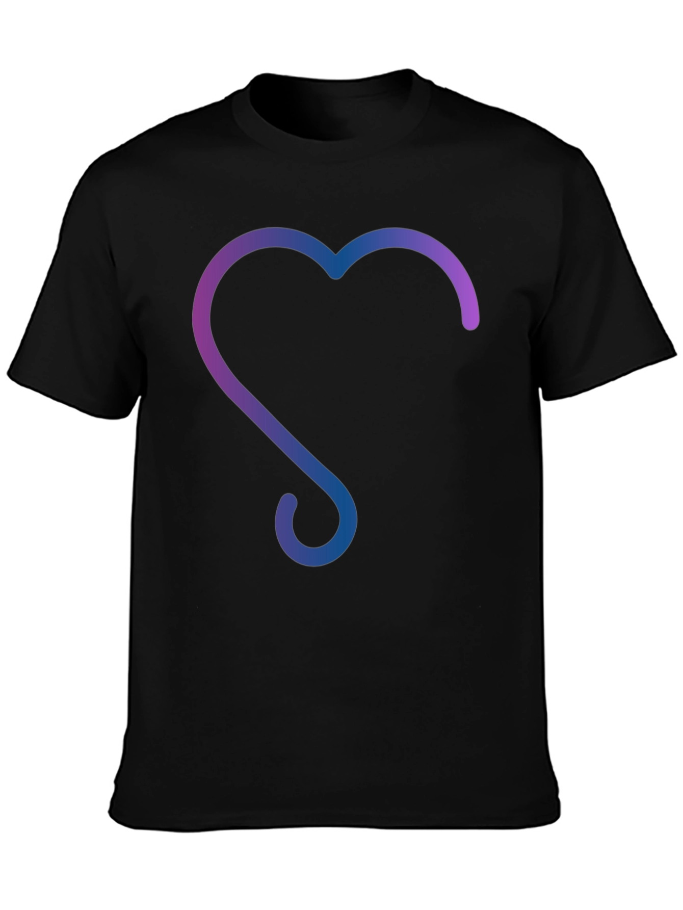Gradient Heart Design Black T-Shirt