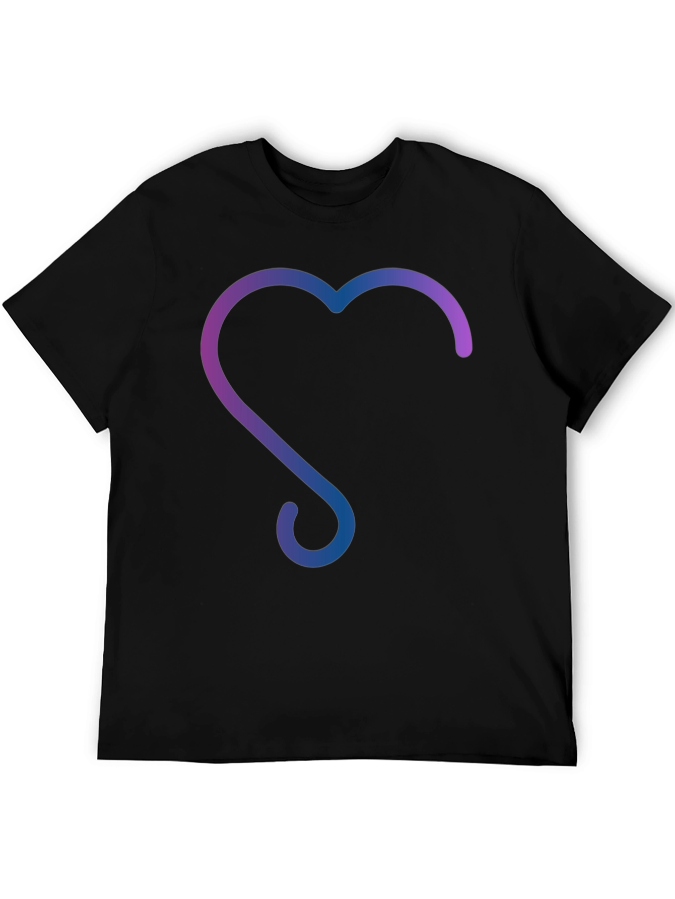 Gradient Heart Design Black T-Shirt