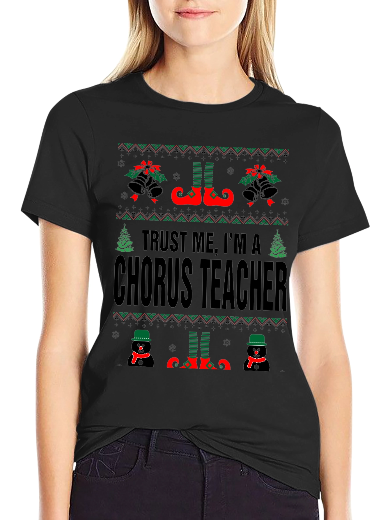 Chorus Teacher Christmas T-Shirt - Ugly Sweater Style