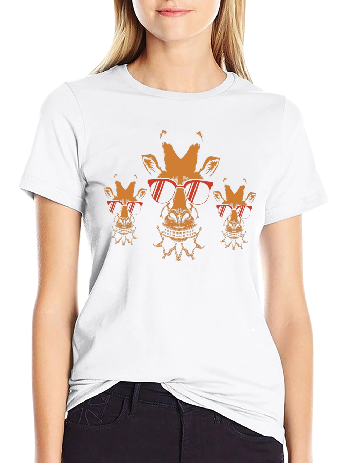 Cool Giraffe Graphic Tee - Black Cotton Blend